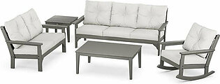 Vineyard Six-Piece Deep Seating Set - Slate Gray/Textured Linen