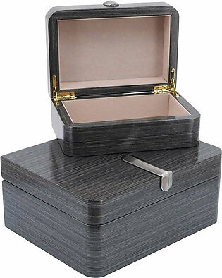 7"/9" Wood Boxes with Metal Clasp Set of 2 - Gray
