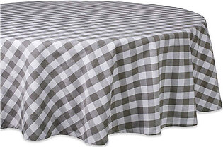 DII Gray/White Checkers 70" Round Tablecloth