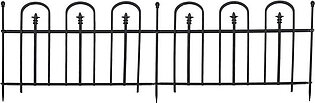 Strasbourg-Style 6' Two-Piece Outdoor Lawn and Garden Metal Decorative Border Fence Panel and Posts Set - Black