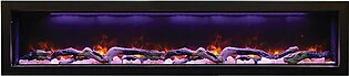 Panorama 72" Electric Deep Built-In Electric Fireplace with Optional Black Steel Surround