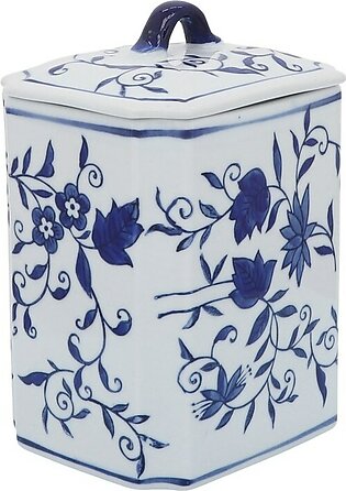 8" Ceramic Box Jar with Lid - Blue