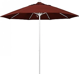Venture Series 9' Patio Umbrella with Matted White Aluminum Pole Fiberglass Ribs Push Lift and Sunbrella 2A Henna Fabric
