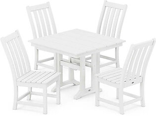 Vineyard Five-Piece Farmhouse Trestle Side Chair Dining Set - White