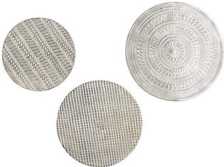 Wall Decor Set Plates with Textured Pattern Silver