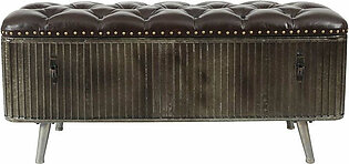 Metal and Faux Leather Bench