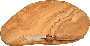 Olive Wood Cheese Board and Cheese Knife
