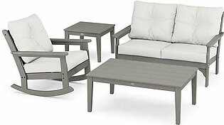 Vineyard Four-Piece Deep Seating Rocker Set - Slate Gray/Textured Linen