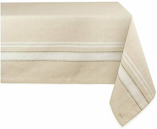 DII White French Stripe 84" x 60" Tablecloth