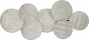 Wall Decor Plates with Textured Pattern 42W x 19H x 4D Inch Silver