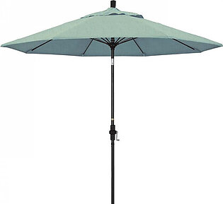 Sun Master Series 9' Patio Umbrella with Matted Black Aluminum Pole Fiberglass Ribs Collar Tilt Crank Lift and Sunbrella 1A Spa Fabric