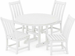 Vineyard Five-Piece Round Side Chair Dining Set - White
