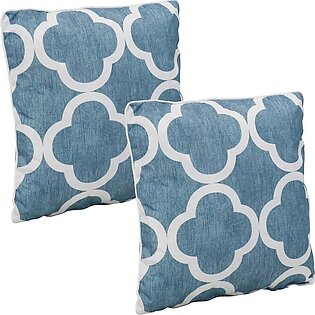 16" Outdoor Throw Pillows Set of 2 - Blue and White Quatrefoil