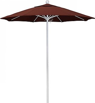 Venture Series 7.5' Patio Umbrella with Matted White Aluminum Pole Fiberglass Ribs Push Lift and Sunbrella 2A Henna Fabric