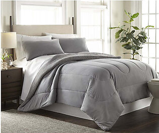 Micro Flannel Reverse to Sherpa Comforter Set - Full/Queen/Greystone