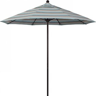 Venture Series 9' Patio Umbrella with Bronze Aluminum Pole Fiberglass Ribs Push Lift and Sunbrella 1A Gateway Mist Fabric