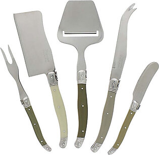 Laguiole Cheese Knives, Forks, and Slicers with Mist Handles Five-Piece Set