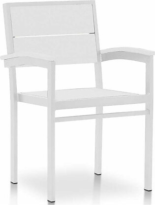 Park City Modern Outdoor Dining Arm Chair - White/White