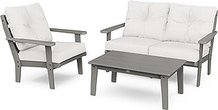 Lakeside Three-Piece Deep Seating Set - Slate Gray/Textured Linen