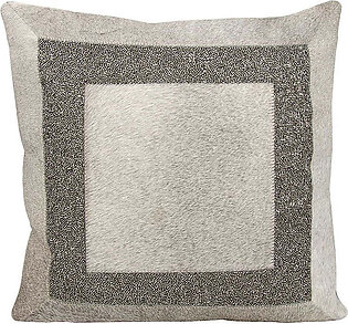 Mina Victory Couture Natural Hide Brilliant Frame Gray Pewter 18" x 18" Throw Pillow