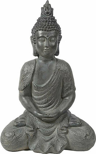 21.7" Meditating Buddha Gray Magnesium Oxide Garden Statue