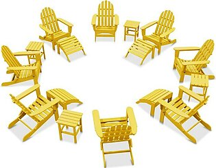The Adirondack Chair 8-Piece Patio Set with 4 Ottomans and 4 Side Tables - Lemon Yellow
