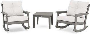 Vineyard Three-Piece Deep Seating Rocker Set - Slate Gray/Textured Linen