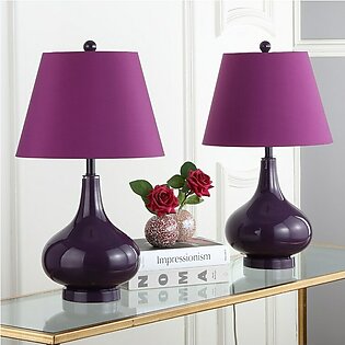 Amy Two-Light Gourd Glass Table Lamps Set of 2 - Dark Purple