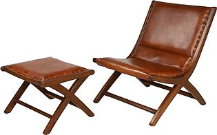 Brown Teak Wood Traditional Accent Chair Set of 2