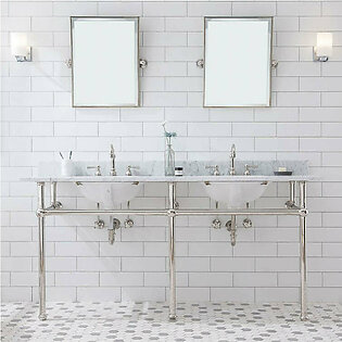 Embassy 72" Double Wash Stand, P-Trap, Top and Basin, and Faucet included in Polished Nickel (PVD)