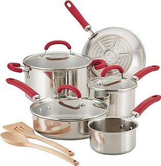 Rachael Ray Create Delicious Stainless Steel Ten-Piece Cookware Set