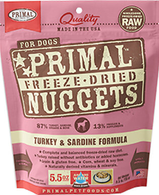 Primal Dog Freeze Dried Turkey & Sardine  Nugget 14 oz.