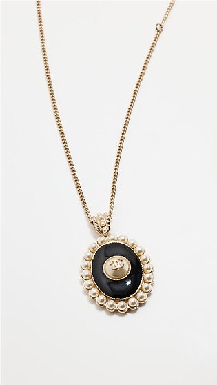 Chanel Gold Pearl Pendant Necklace