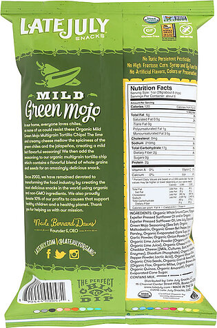 LATE JULY Mild Green Mojo Multi-Grain Tortilla Chips
