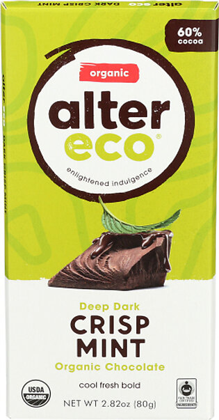 ALTER ECO Organic 60% Cocoa Deep Dark Crisp Mint Chocolate Bar