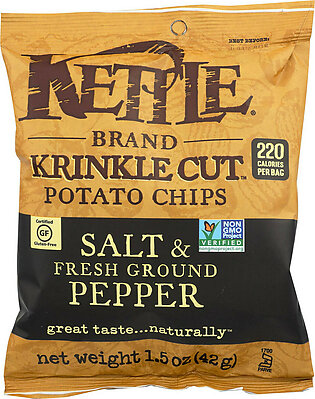KETTLE Krinkle Cut Potato Chips, Salt & Pepper 1.5oz.