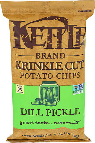KETTLE Krinkle Cut Potato Chips, Dill Pickle