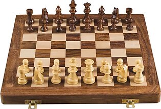Rusticity® Wood Chess Set with Folding Board and Chess Pieces|Non Magnetic| Handmade | (12×12 in)