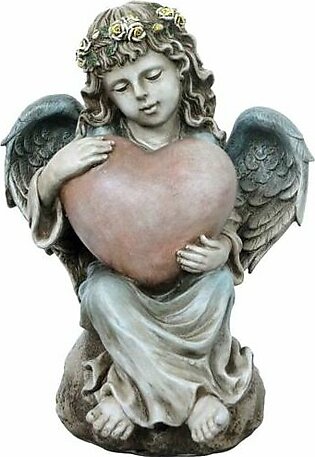 14" Angel with Heart Garden Statue