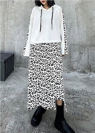 Women's Retro Fashion Fried Street Leopard Print Bodysuit Two Piece Skirt