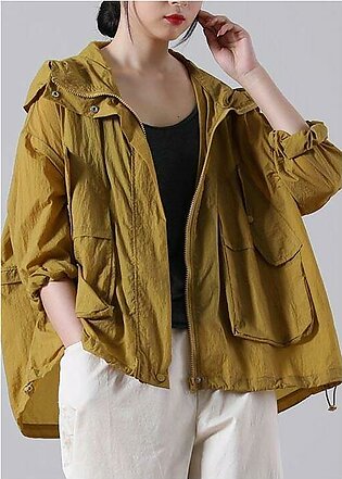 Elegant Yellow Loose UPF 50+ Coat Jacket Hoodie Coat Summer