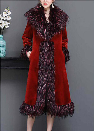 Fashion Mulberry Fur Collar Thick Faux Fur Jackets Winter