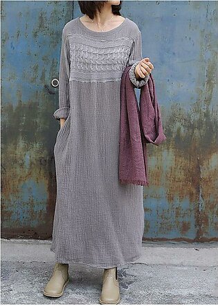 gray Sweater dress Women patchwork tunic side open knit dress