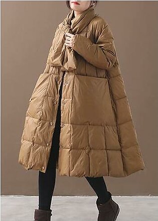 Elegant khaki winter parkas casual winter jacket hooded outwear thick