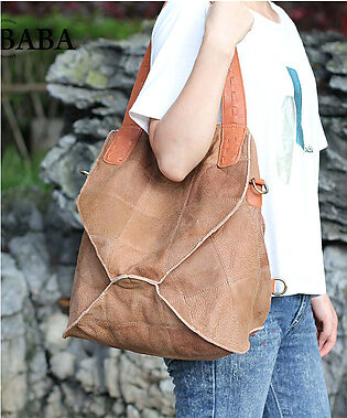 Modern Brown Calf Leather Satchel Handbag Backpack Bag
