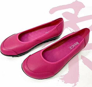 Beautiful Comfortable Flat Shoes For Women Rose Cowhide Leather