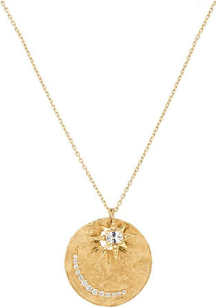 CELINE D’ AOUST SUN & MOON IRREGULAR COIN WITH SAPPHIRE STAR AND DIAMONDS 1841 01 NECKLACE