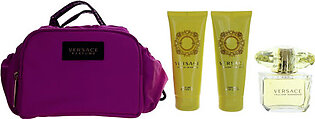 Versace Yellow Diamond by Versace, 4 Piece Gift Set for Women with Bag