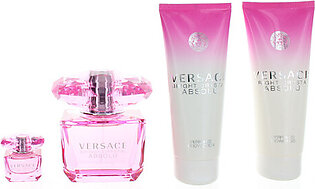 Versace Bright Crystal Absolu by Versace, 4 Piece Gift Set for Women