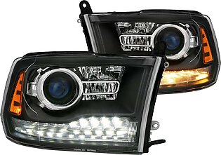 Black Projector Headlights with Switchback LED DRL (111489)